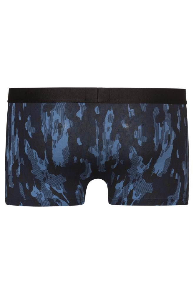 Hugo Boss Two-pack of printed and plain stretch-cotton trunks Blå | hQNNyeLB