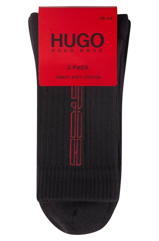 Hugo Boss Two-pack of quarter-length ribbed socks Svarte | qyoRmwGK