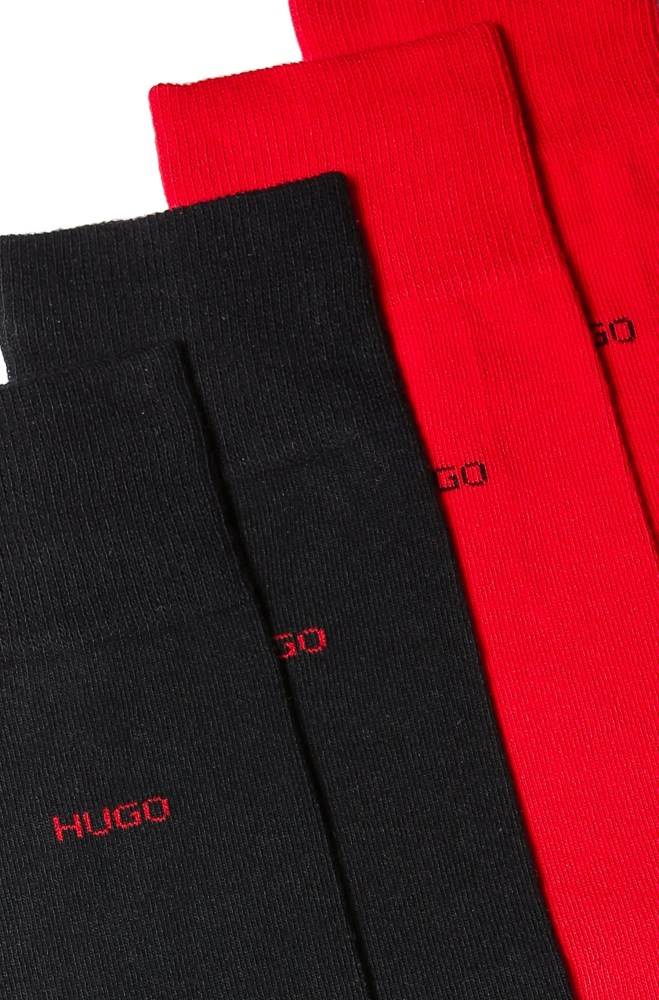 Hugo Boss Two-pack of regular-length cotton-blend socks Svarte | 9NBt9XYT