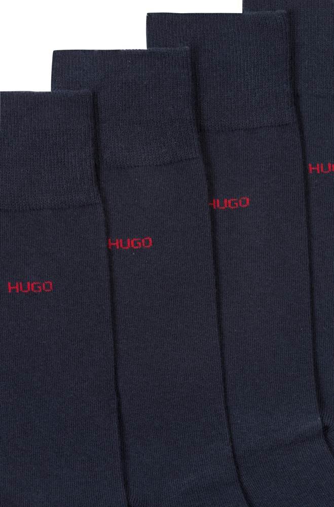 Hugo Boss Two-pack of regular-length cotton-blend socks Mørke Blå | El9UyEFc