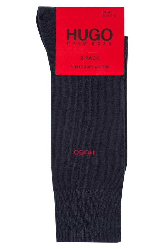 Hugo Boss Two-pack of regular-length cotton-blend socks Mørke Blå | El9UyEFc