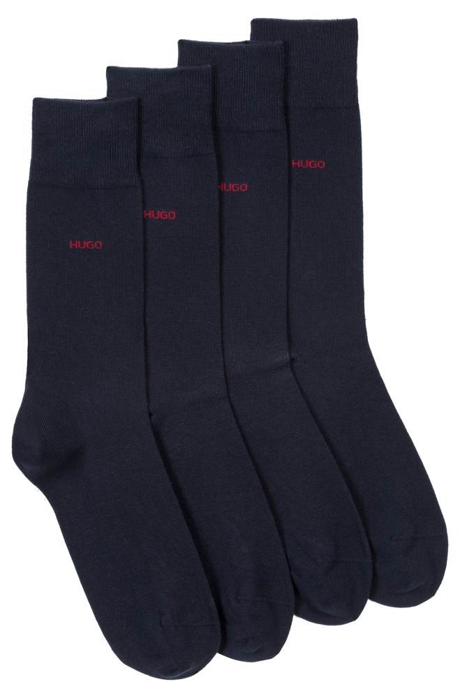 Hugo Boss Two-pack of regular-length cotton-blend socks Mørke Blå | El9UyEFc