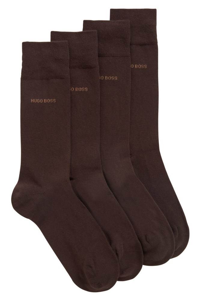 Hugo Boss Two-pack of regular-length cotton-blend socks Mørke Brune | woQ7w4yb