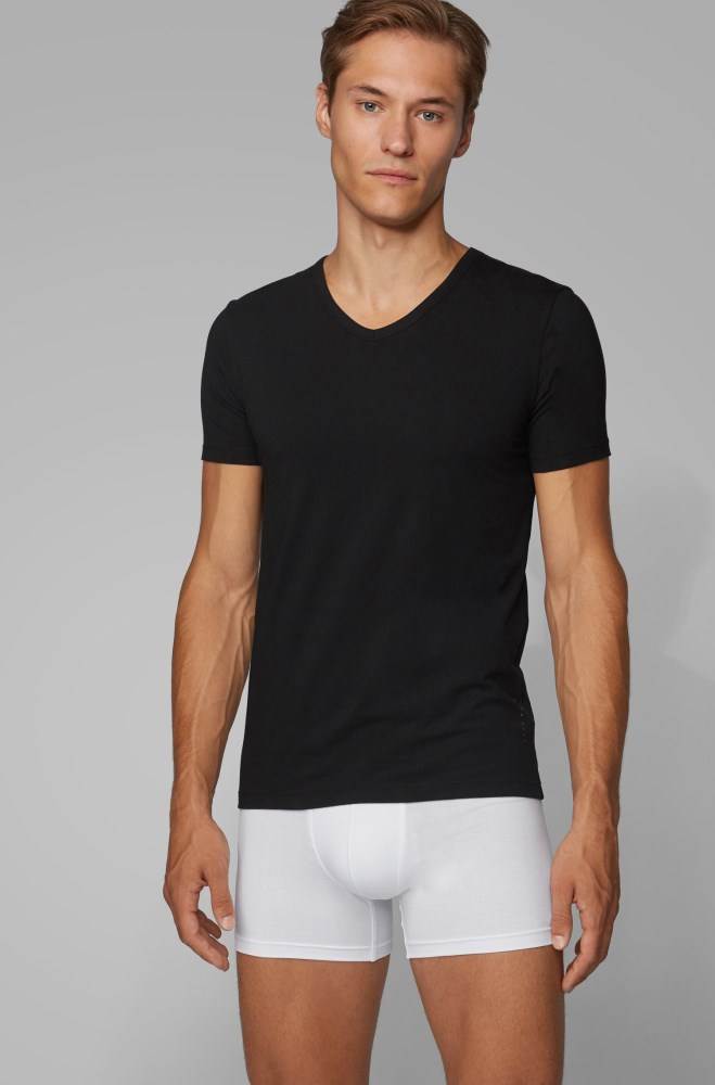 Hugo Boss Two-pack of slim-fit underwear T-shirts Svarte | r61spRDF