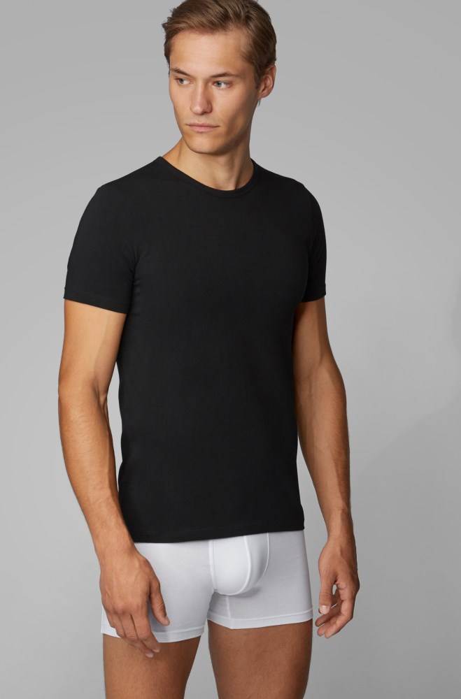 Hugo Boss Two-pack of slim-fit underwear T-shirts Svarte | zG0Ht6S4