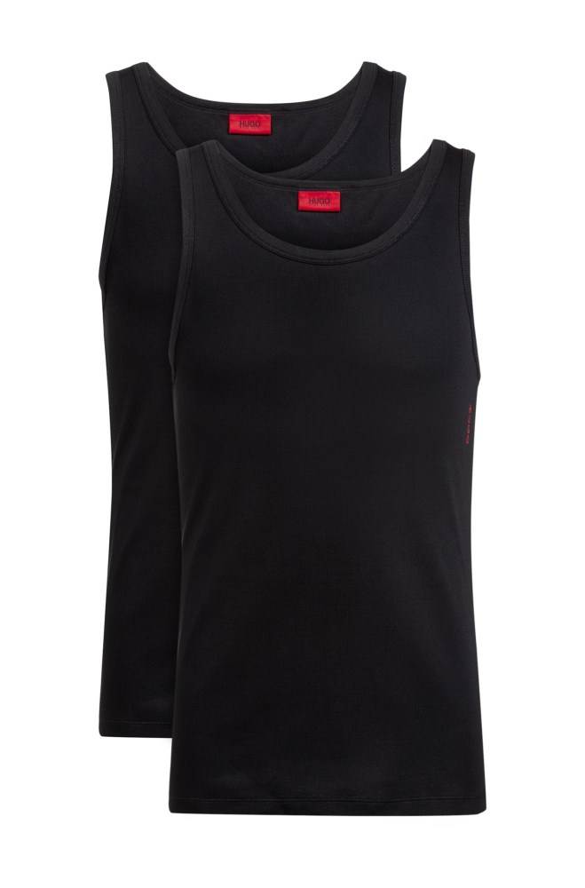 Hugo Boss Two-pack of slim-fit vests Svarte | okwwuBxp