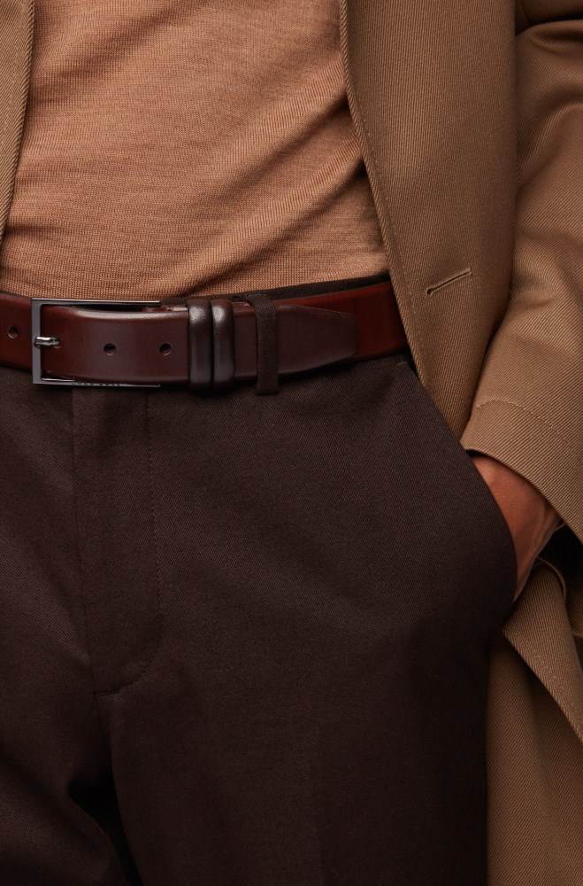 Hugo Boss Two-tone belt Mørke Brune | 5EmOqF0c