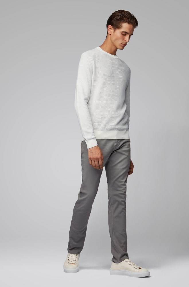 Hugo Boss Two-tone structured jacquard sweater Hvite | QWaDQKIX