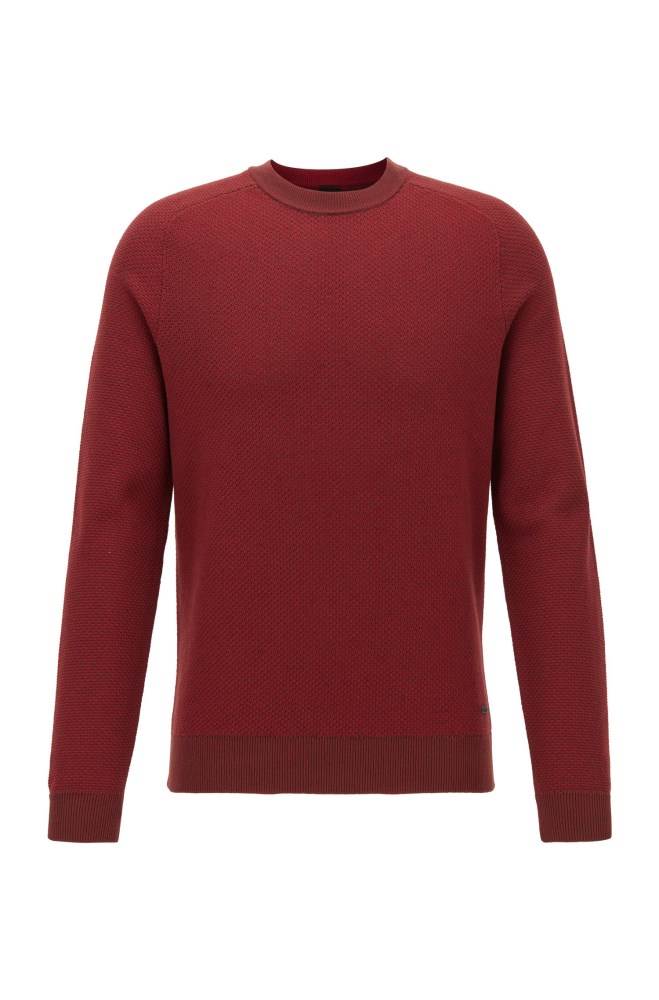 Hugo Boss Two-tone structured jacquard sweater Mørke Rød | gauZyfx0