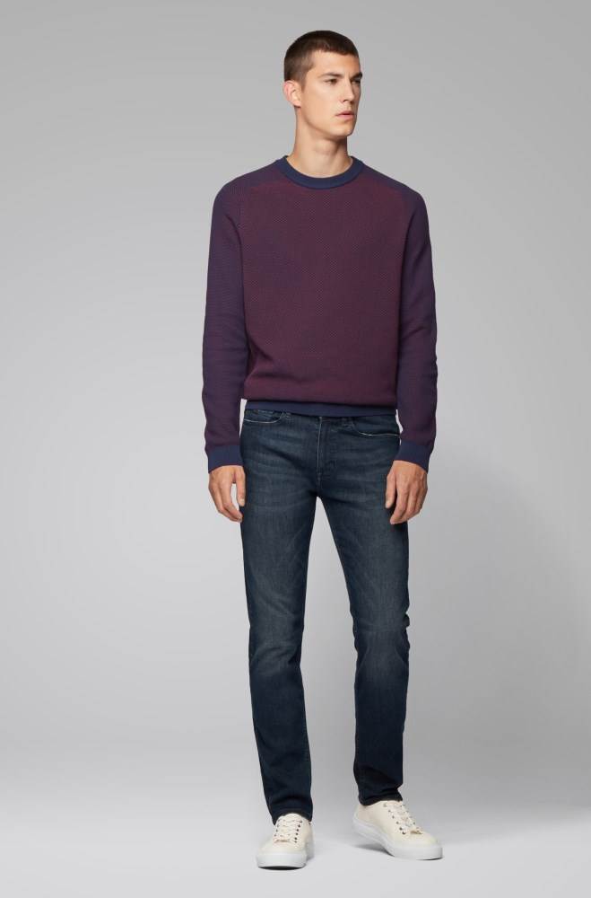 Hugo Boss Two-tone structured jacquard sweater Lilla | ki7AlfmQ