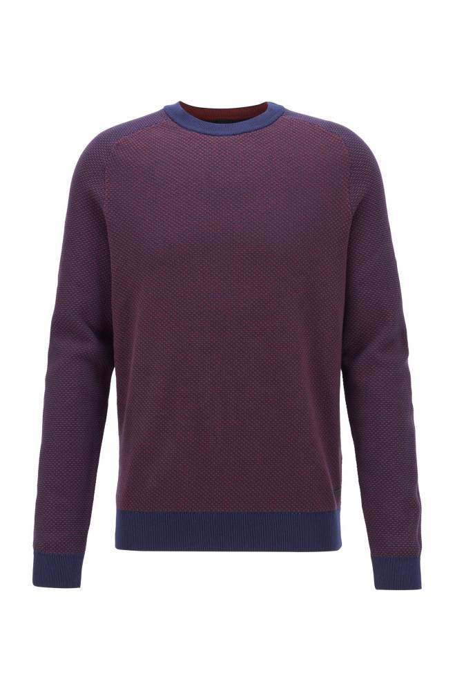 Hugo Boss Two-tone structured jacquard sweater Lilla | ki7AlfmQ