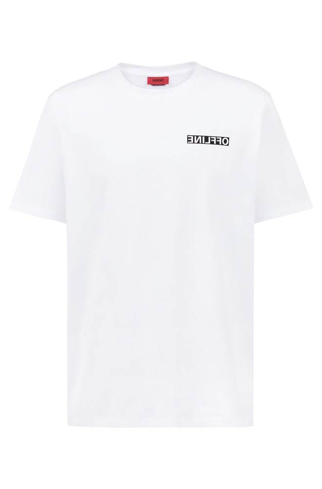 Hugo Boss Unisex cotton T-shirt Hvite | OXV8l6GS