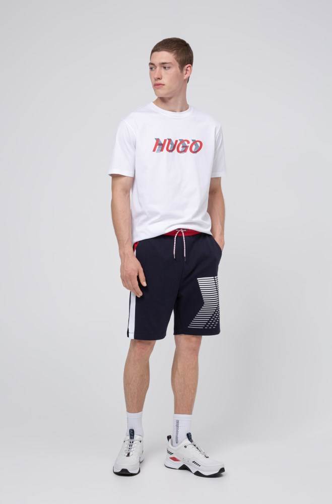 Hugo Boss Unisex cotton-jersey T-shirt Hvite | YZWQYpfE