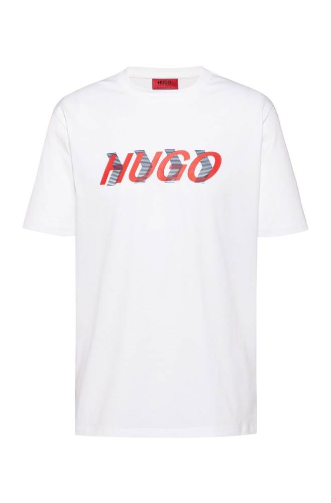 Hugo Boss Unisex cotton-jersey T-shirt Hvite | YZWQYpfE