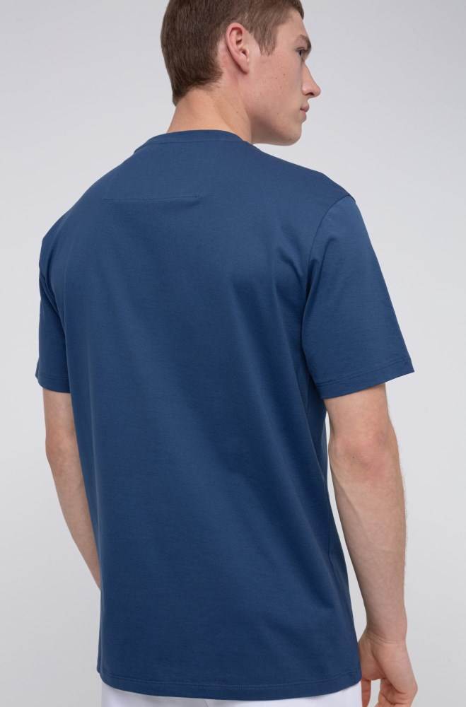 Hugo Boss Unisex cotton-jersey T-shirt Mørke Blå | hsk0Ra7x