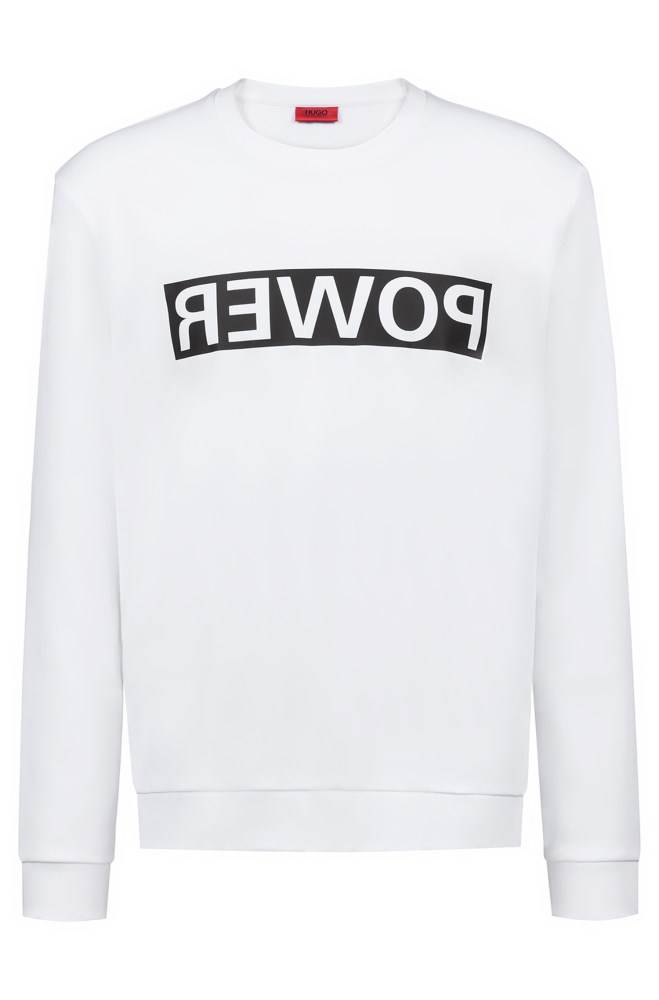 Hugo Boss Unisex cotton sweatshirt Hvite | 6Stw81kw