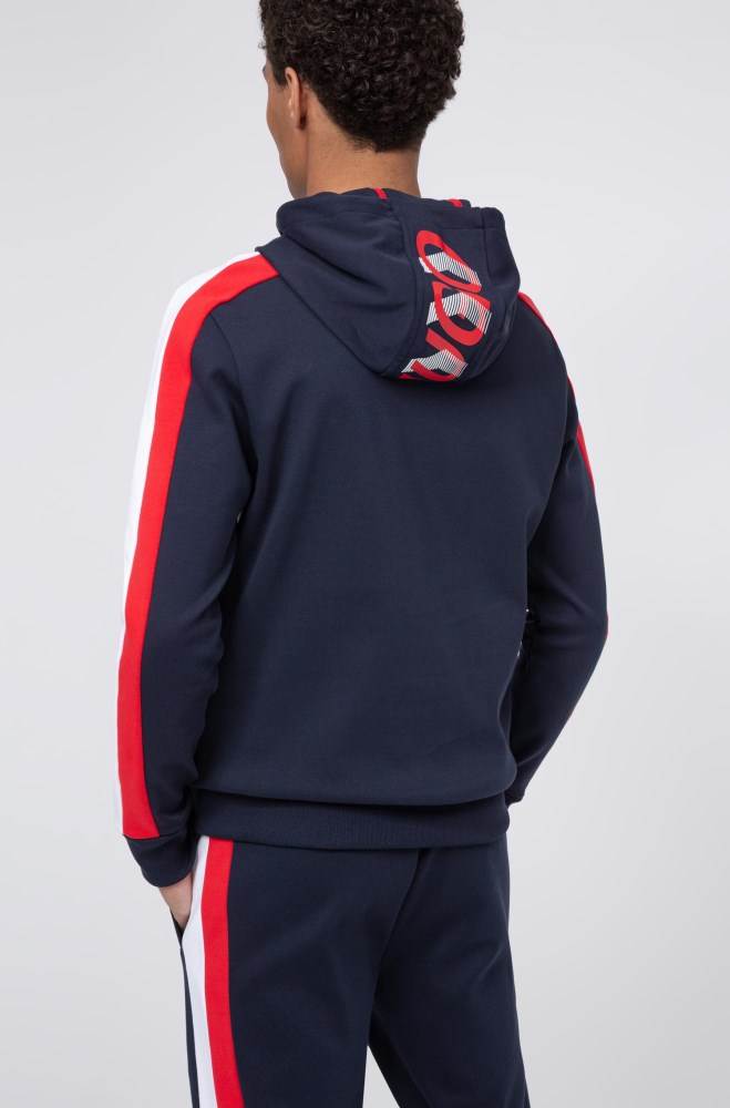 Hugo Boss Unisex hooded sweatshirt Mørke Blå | FUxLYjr3