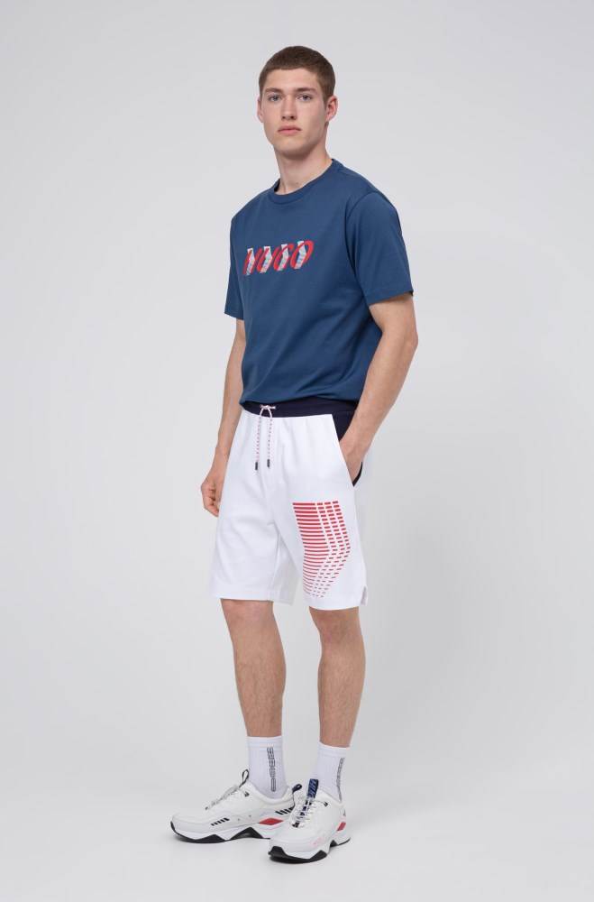 Hugo Boss Unisex interlock-cotton shorts Hvite | dhysEfLu