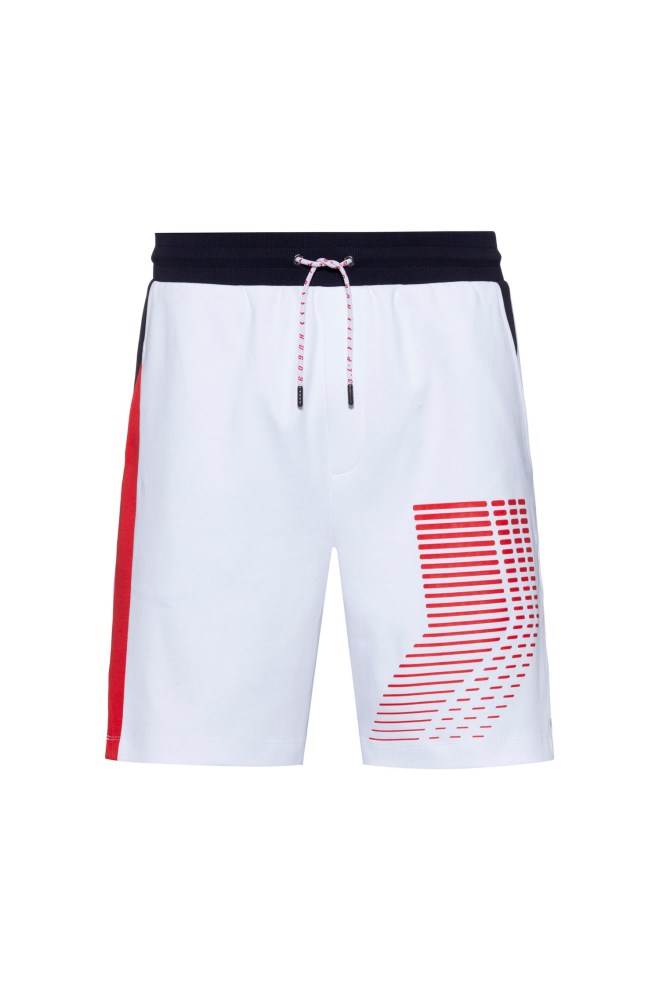 Hugo Boss Unisex interlock-cotton shorts Hvite | dhysEfLu