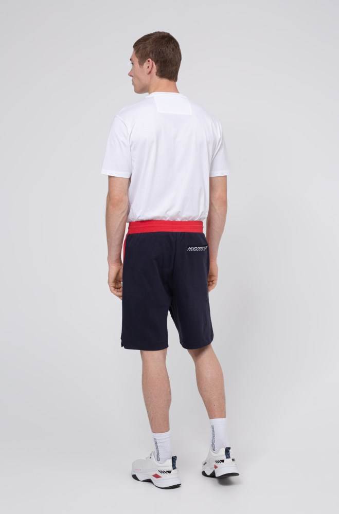 Hugo Boss Unisex interlock-cotton shorts Mørke Blå | djaIBHyH