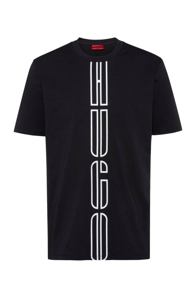 Hugo Boss Unisex logo-print T-shirt Svarte | QRsEnuFS