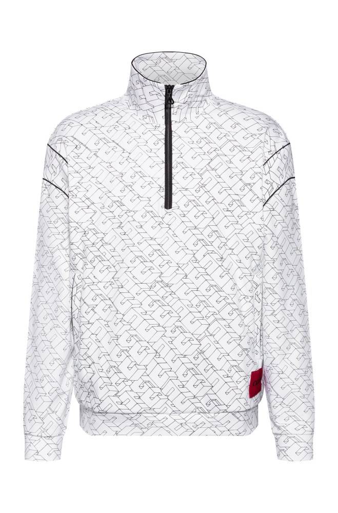 Hugo Boss Unisex quarter-zip sweatshirt Hvite | gluQEN6l