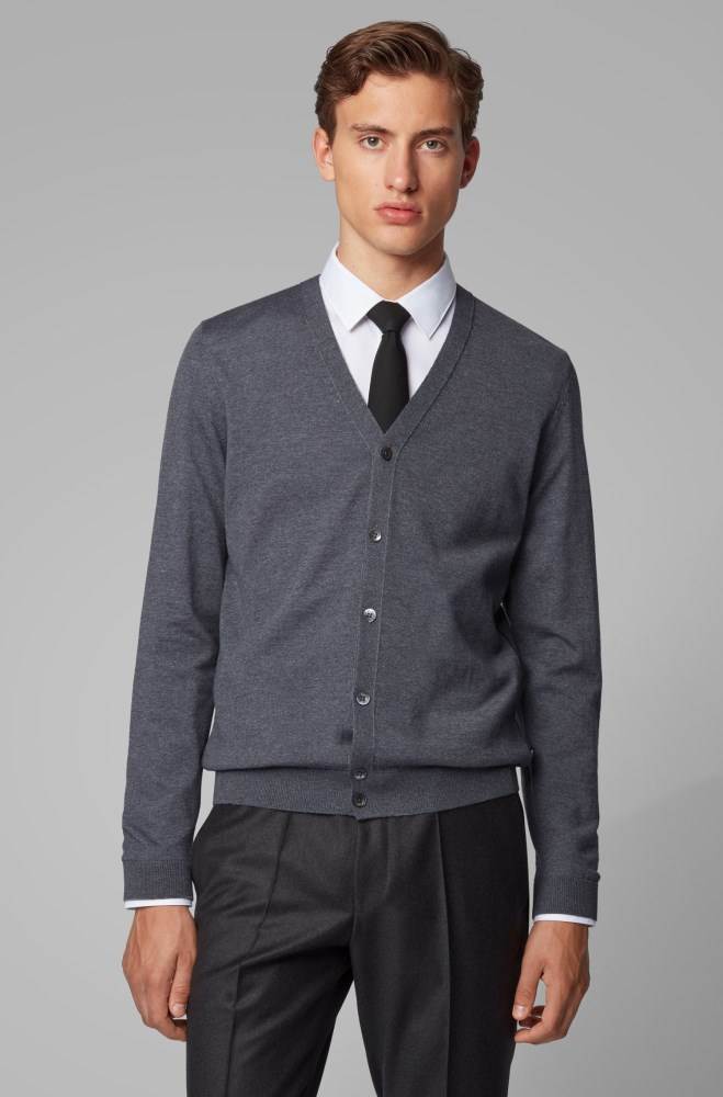 Hugo Boss V-neck cardigan Grå | W0666whQ