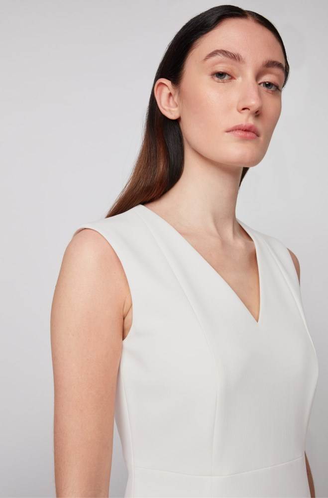 Hugo Boss V-neck dress Hvite | WAASL3od