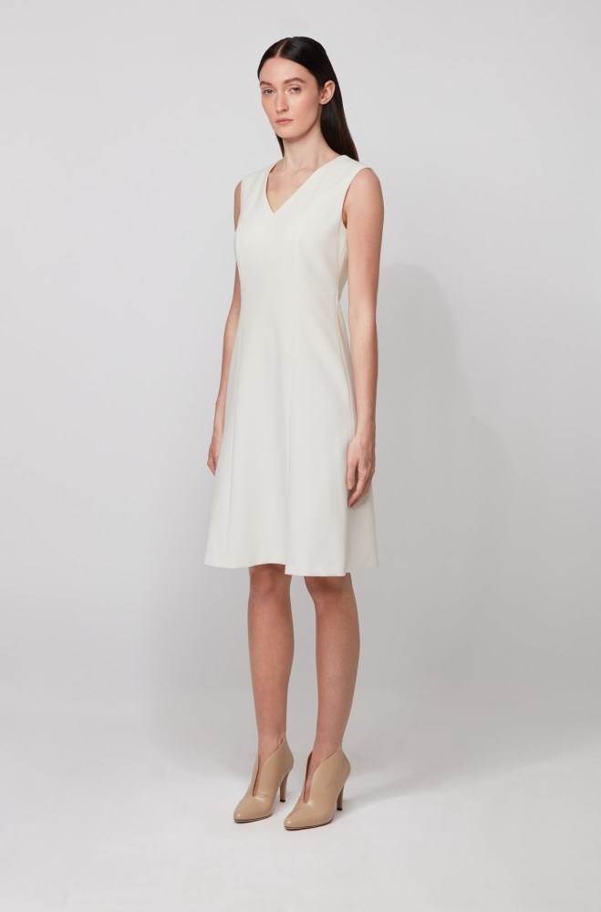 Hugo Boss V-neck dress Hvite | WAASL3od