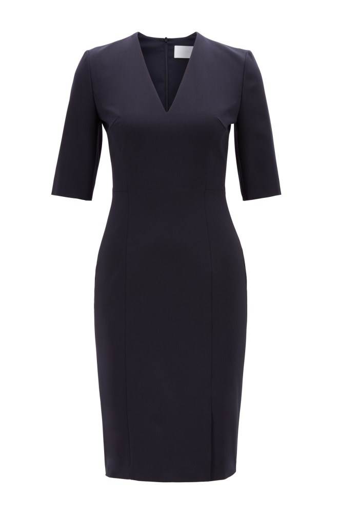 Hugo Boss V-neck dress Mørke Blå | FkRT8BzI