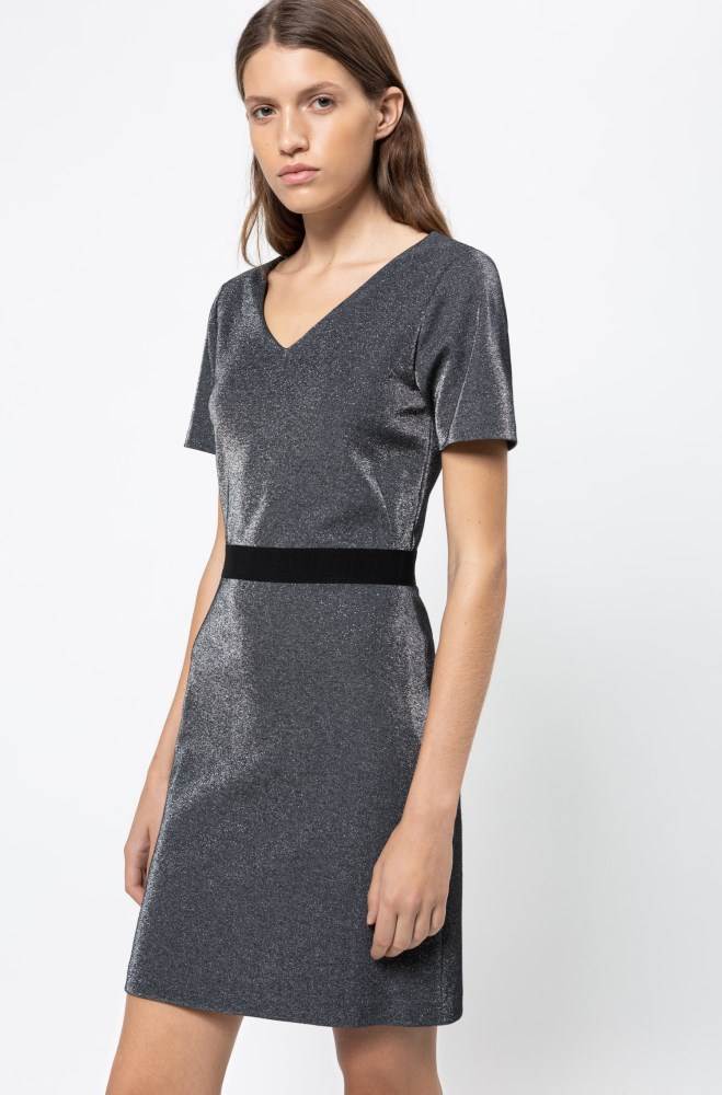 Hugo Boss V-neck dress Mørke Grå | aWpnUGbN