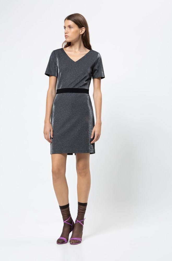 Hugo Boss V-neck dress Mørke Grå | aWpnUGbN