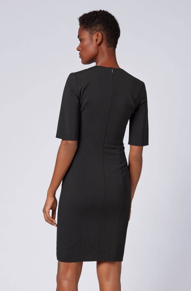 Hugo Boss V-neck dress Svarte | zrJ8gbXE