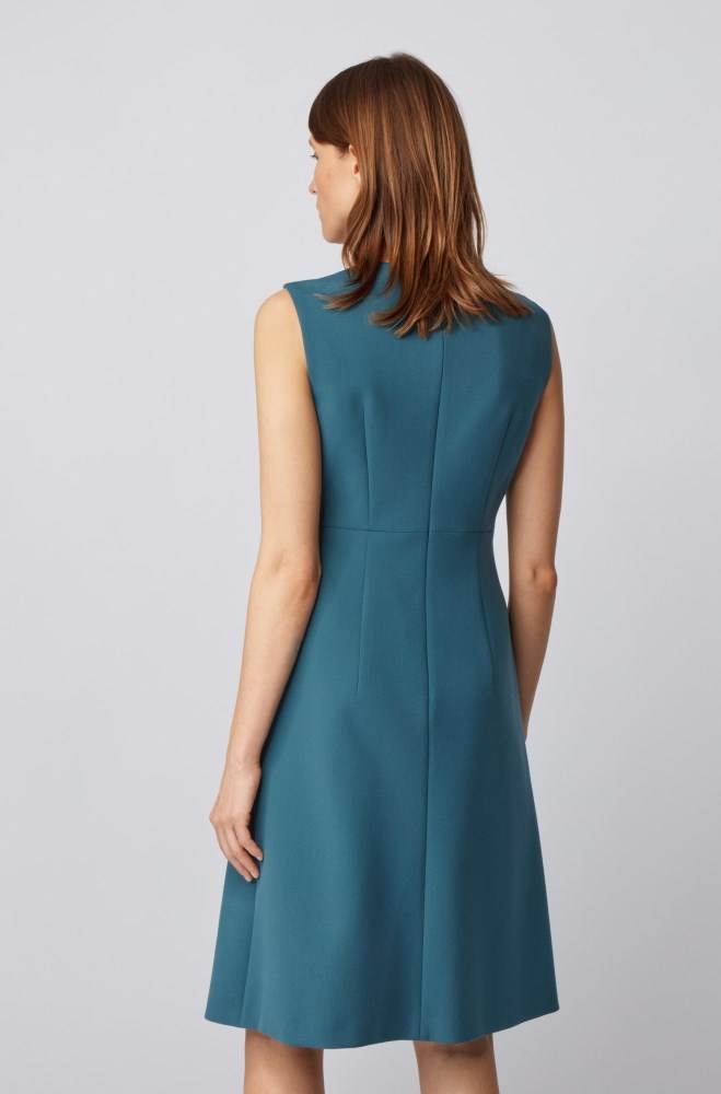 Hugo Boss V-neck dress Turkis | VdB2Og3K