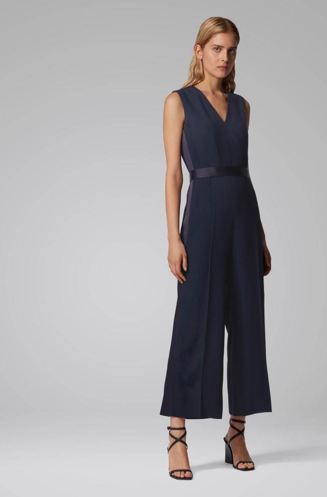 Hugo Boss V-neck jumpsuit Mørke Blå | 2odxO82F