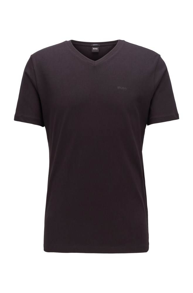 Hugo Boss V-neck logo T-shirt Svarte | dyqdnjB6