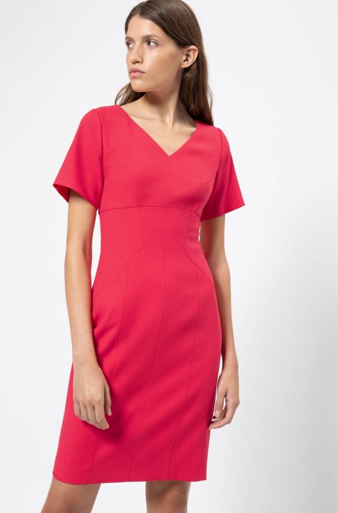 Hugo Boss V-neck pencil dress Rød | JPKzQ6rw