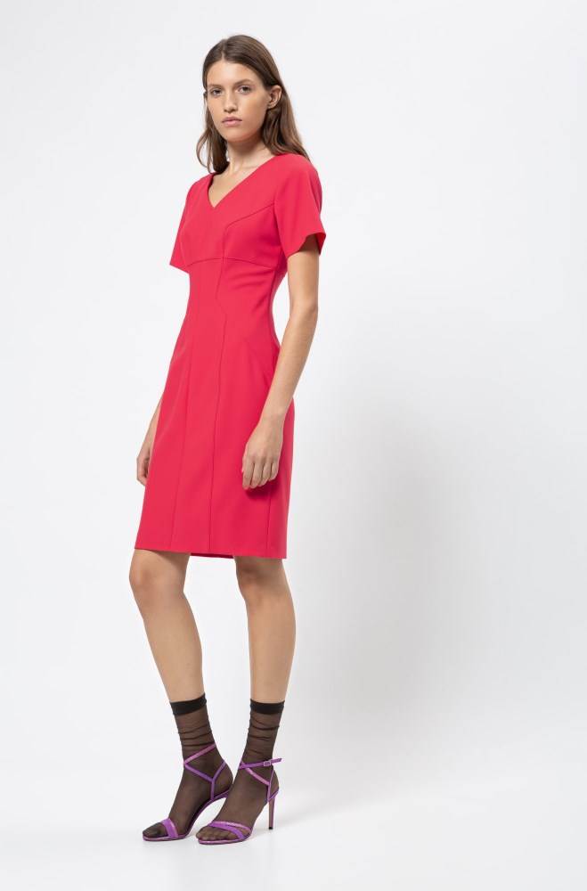 Hugo Boss V-neck pencil dress Rød | JPKzQ6rw