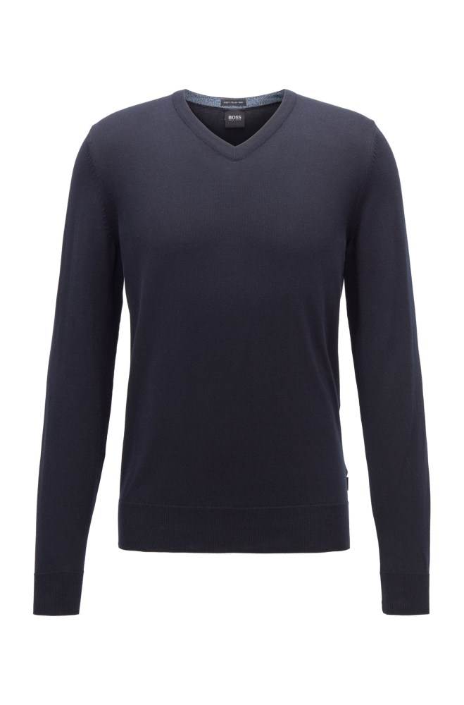 Hugo Boss V-neck sweater Mørke Blå | 596s9KoI