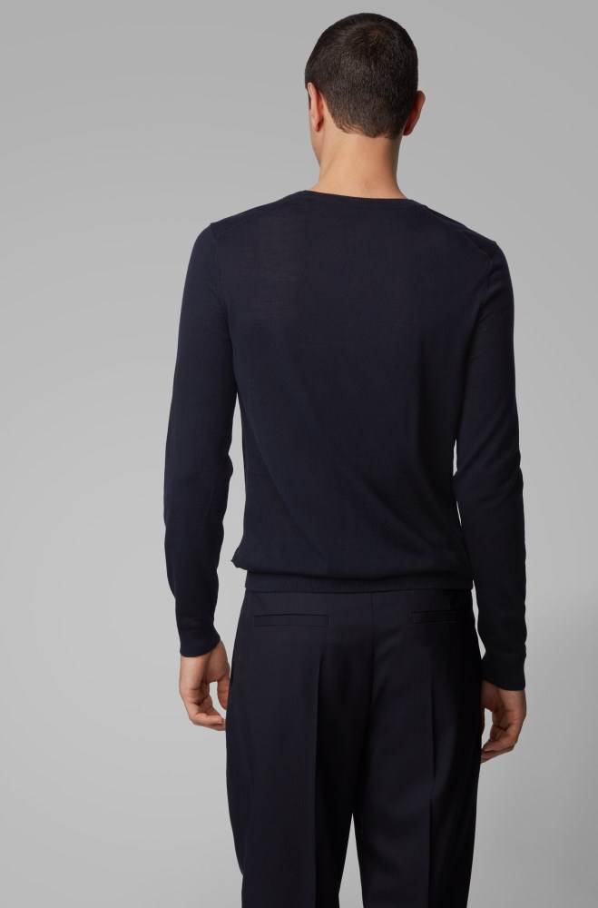 Hugo Boss V-neck sweater Mørke Blå | B0csOdBJ