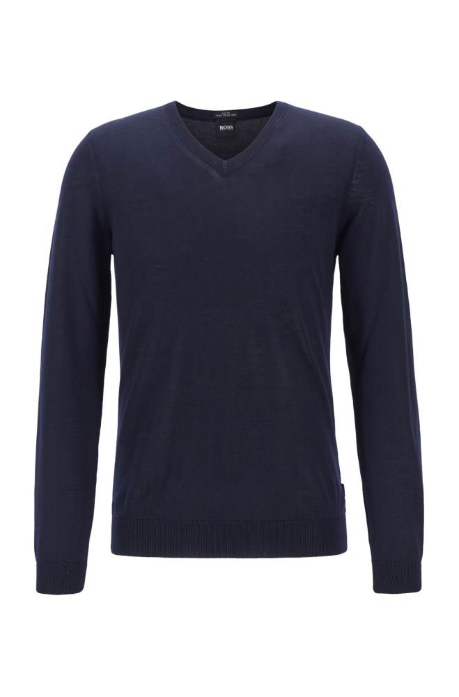 Hugo Boss V-neck sweater Mørke Blå | B0csOdBJ