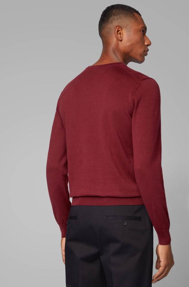 Hugo Boss V-neck sweater Mørke Rød | UclD4T4S