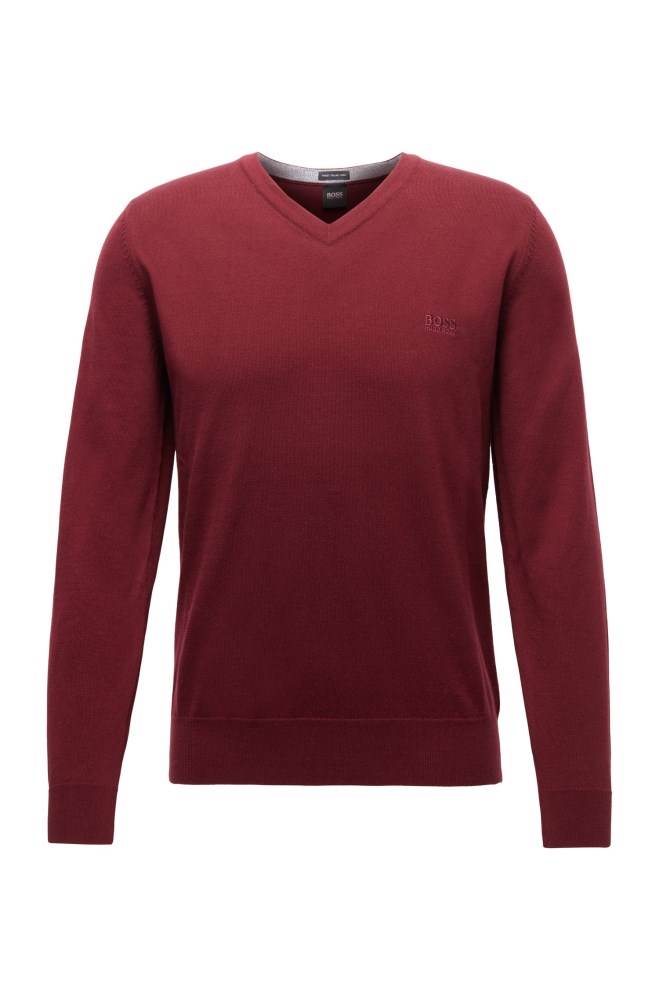 Hugo Boss V-neck sweater Mørke Rød | UclD4T4S