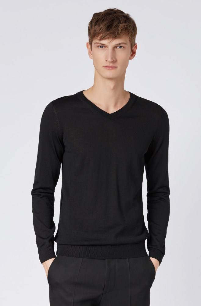 Hugo Boss V-neck sweater Svarte | kJRdXT3i