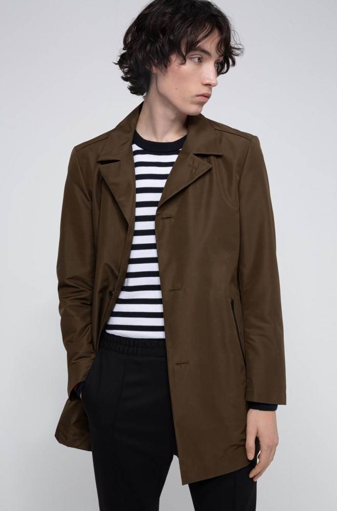 Hugo Boss Vann-repellent coat Khaki | oHgkAzaU