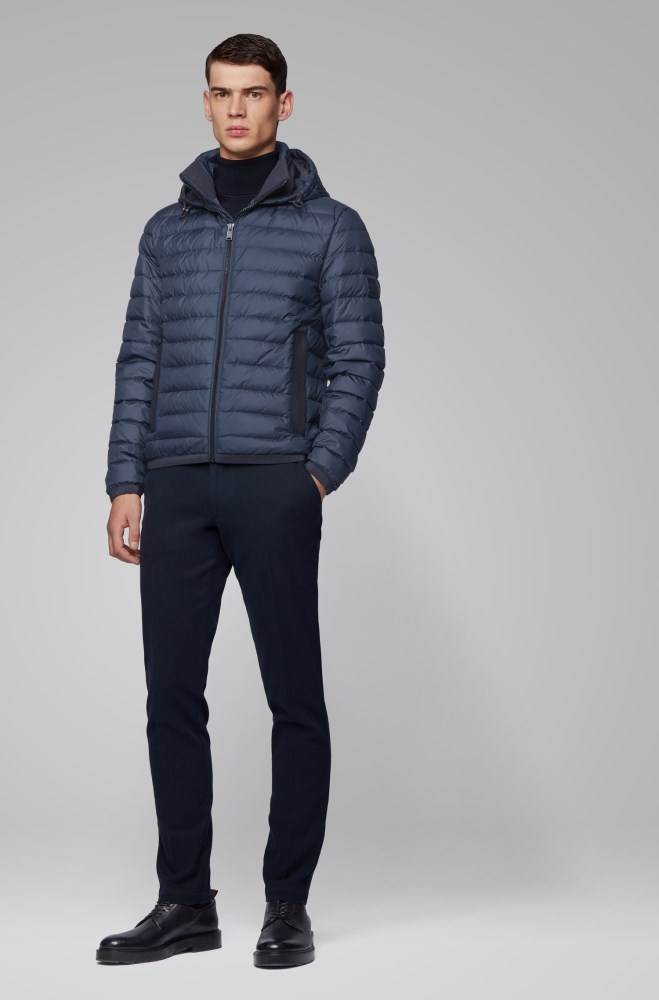 Hugo Boss Vann-repellent down jacket Mørke Blå | sIXzMt6p