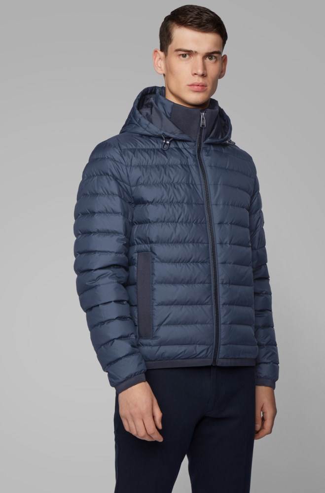 Hugo Boss Vann-repellent down jacket Mørke Blå | sIXzMt6p