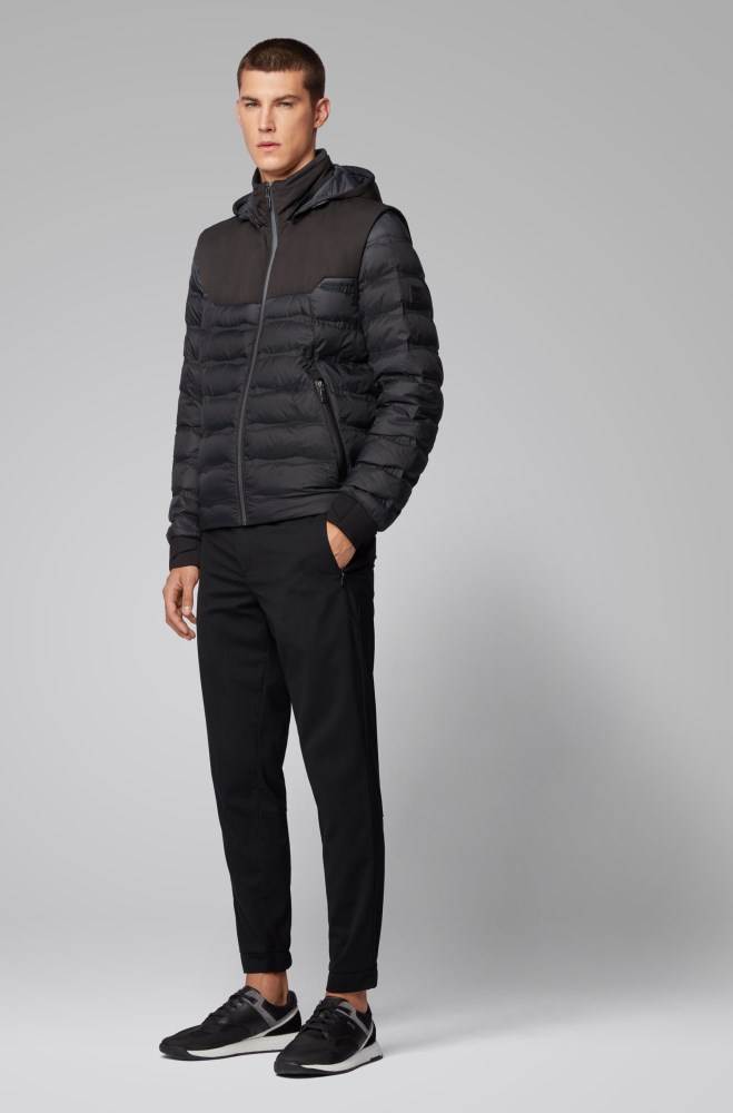 Hugo Boss Vann-repellent down jacket Svarte | UErPYuWo