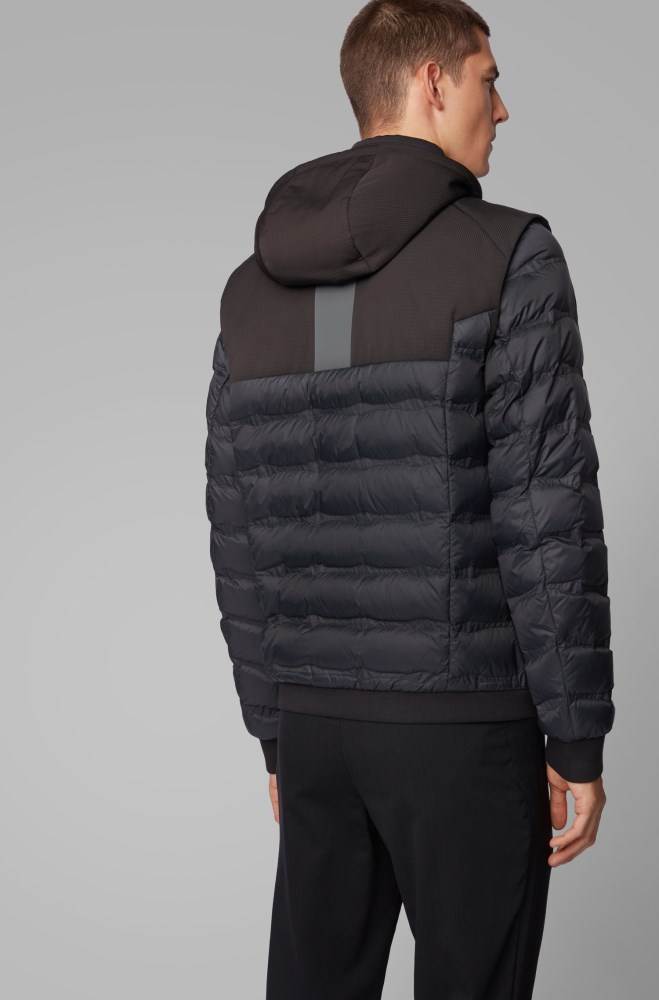 Hugo Boss Vann-repellent down jacket Svarte | UErPYuWo