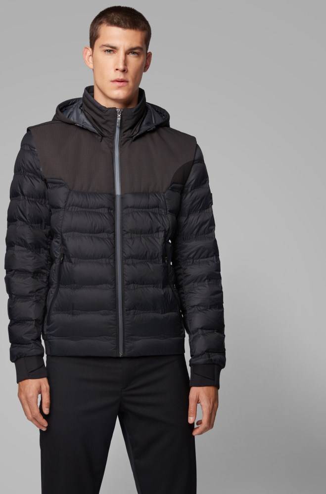 Hugo Boss Vann-repellent down jacket Svarte | UErPYuWo